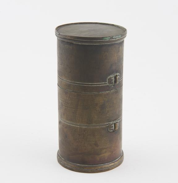 Container, metal, cylindrical, European, 19th century