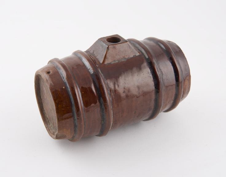 Water barrel, earthenware, glazed, designed to be carried