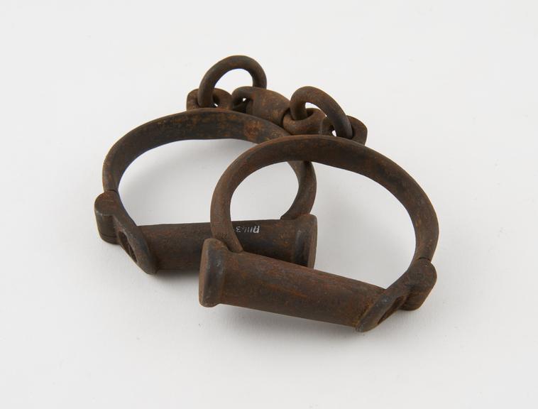 Handcuffs, reputedly from Dartmoor prison, English, 1840-1900