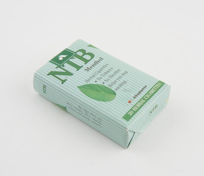 what are herbal cigarettes like Packet of 20 NTB menthol herbal cigarettes, Surrey, England, 1999