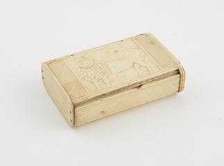 Ivory snuff box, carved with crowned lion