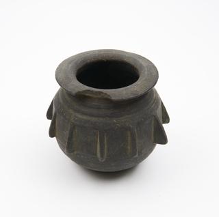Small globular bronze mortar