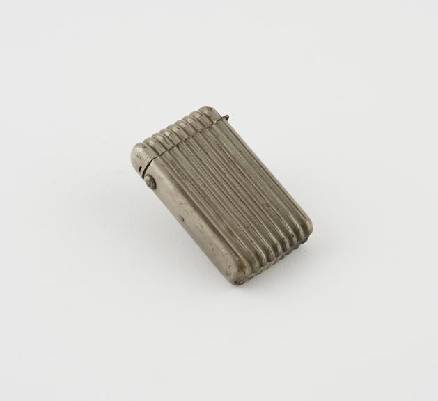 Silver alloy match holder, oblong shaped