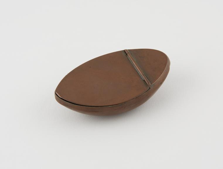 Copper snuff box, oval shaped, miner's type of box