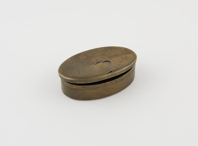 Brass snuff box, oval shaped