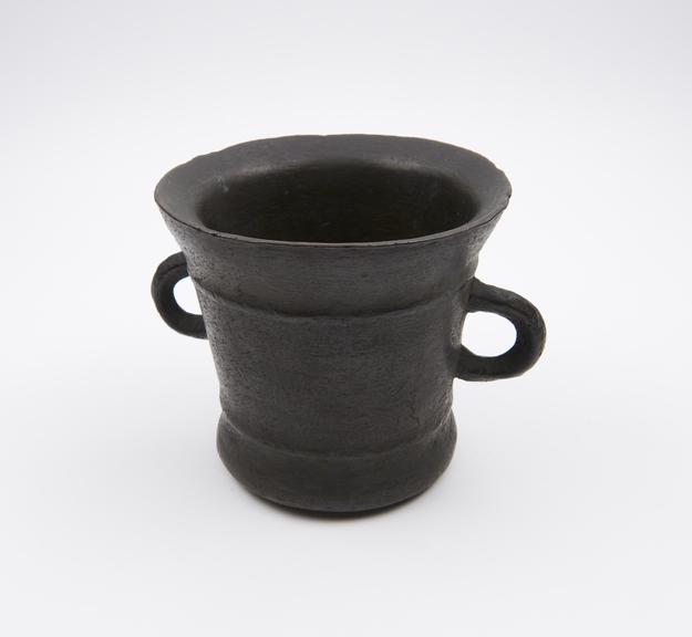 Bronze, bell-shaped mortar with 2 circular handles, English