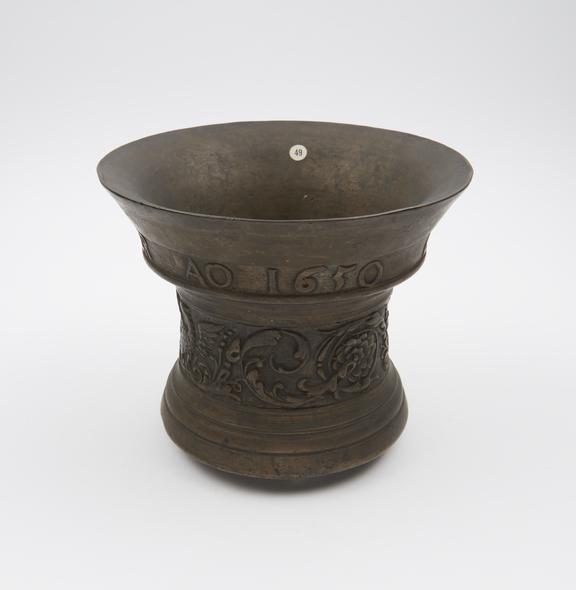 Large bell shaped bronze mortar