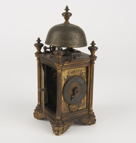 Italian copper-gilt chamber clock by Camerini of Turin