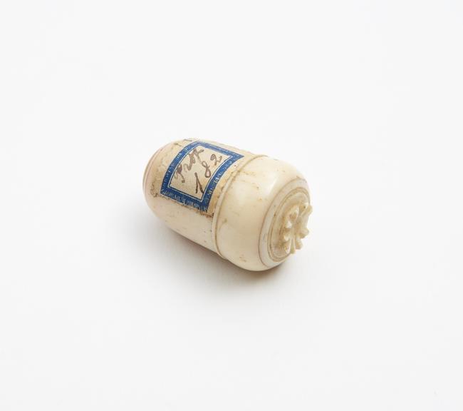 Ivory container, possibly a vinaigrette, conical