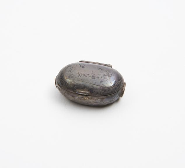 Silver box, possibly a vinaigrette, oval