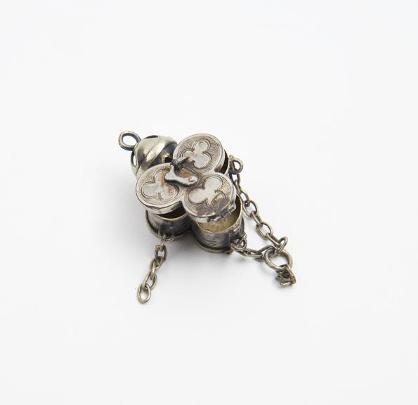Silver pomander, clover leaf shaped