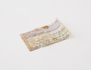 Soldier's testimonial, from tobacco box