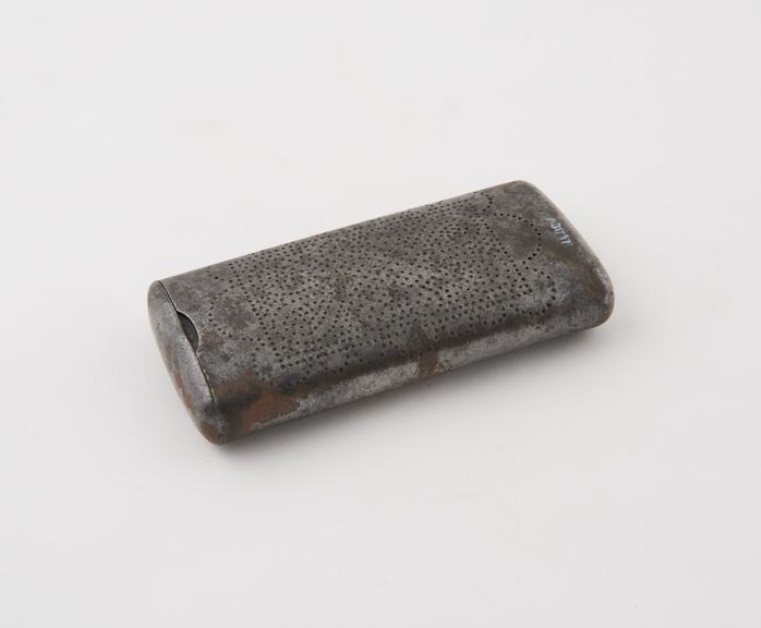 Steel tobacco box-cum-snuff rasp (?) or snuff rasp