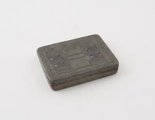 Tin tobacco box, rectangular, hinged lid