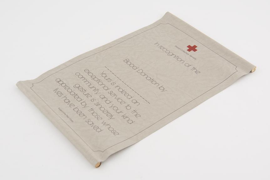 'Scoll' type award from the Red Cross Blood Collection Service