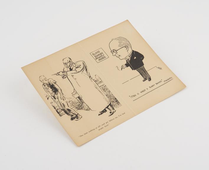 Greeting card featuring two cartoons depicting Mr P.L