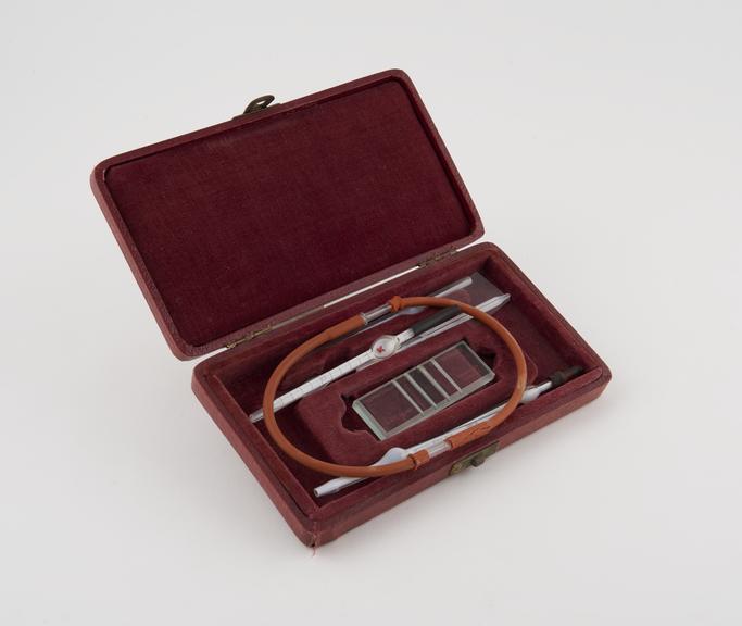 Neubauer counting chamber with pipettes in fitted case by