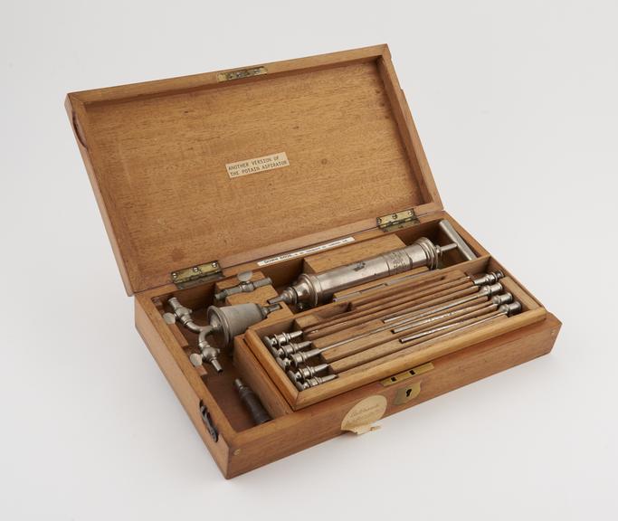 Potain aspirator set in fitted wooden case by Down Bros