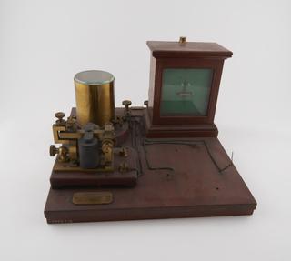 Baseboard with single-current key galvanometer relay