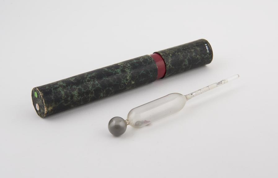 Hydrometer, mercury in glass lactometer, with case Science Museum