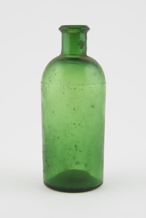 Bottle, shop round, green glass, unlabelled, empty, European