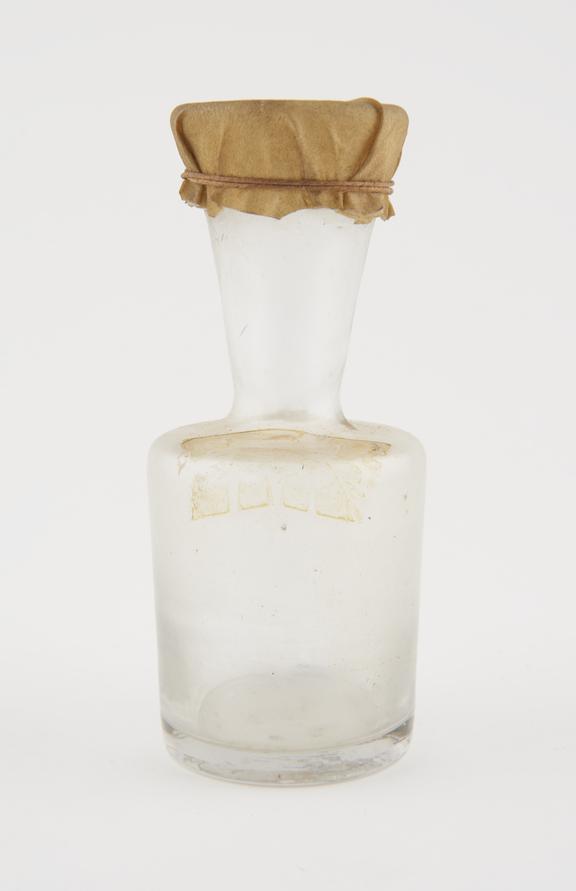 Glass bottle with funnel-shaped neck