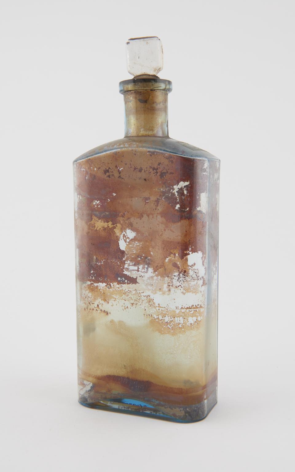 Five glass bottles with painted inscription | Science Museum Group ...