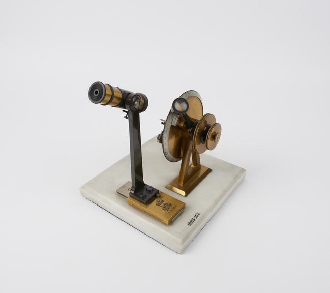 Wollaston type reflecting goniometer on marble base, by R