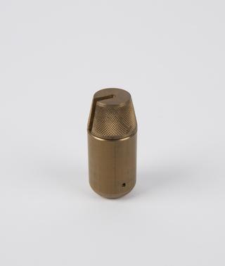 Knurled brass component from reversing waterbottle for collecting seawater samples