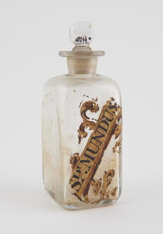 Drug bottle, with painted inscription