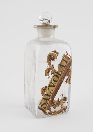 Drug bottle with painted inscription, for aromatic ammonia solution