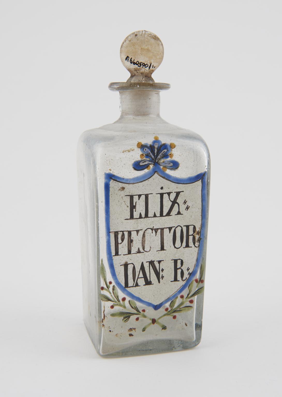 Bottle with painted inscription, for chest elixir | Science Museum ...