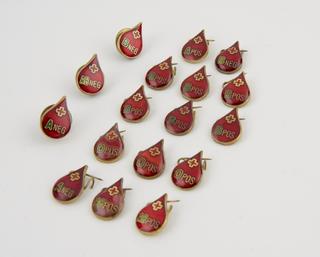 Blood donor badges representing blood types