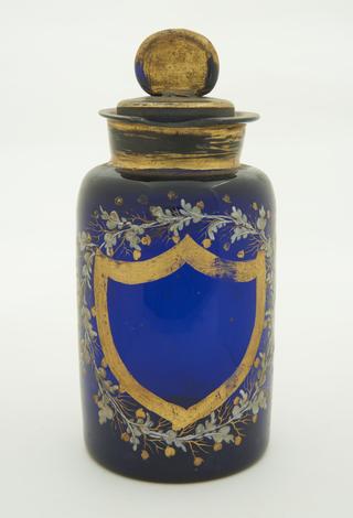 Blue glass drug jar