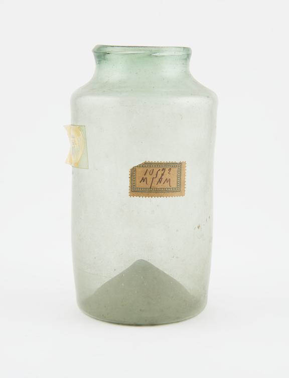 glass drug jar, cylindrical