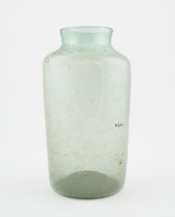 Glass drug jar, cylindrical