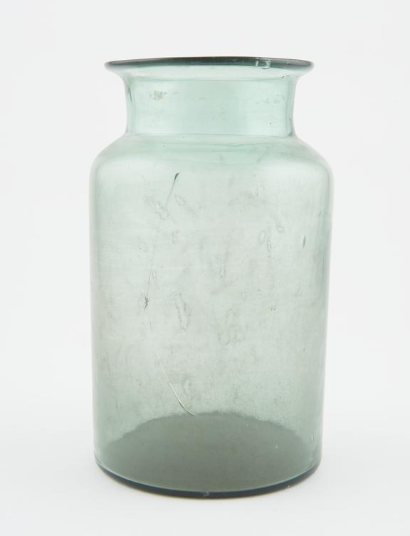 Glass drug jar, cylindrical