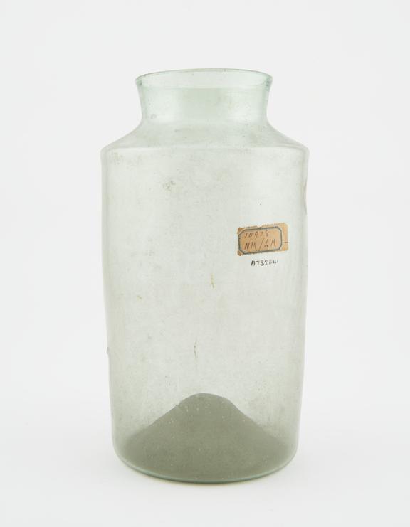 glass drug jar, cylindrical