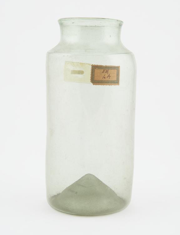 glass drug jar, cylindrical