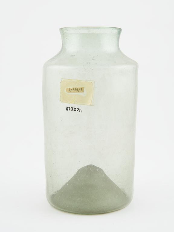 Glass drug jar, cylindrical