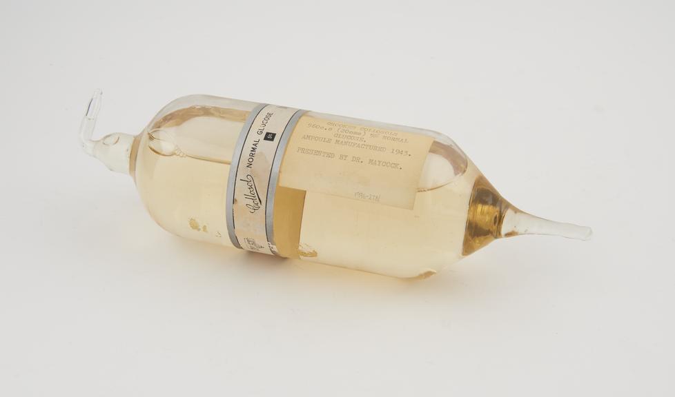 Large (approx 25 x 15cm) ampoule of 5% glucose by Crookes
