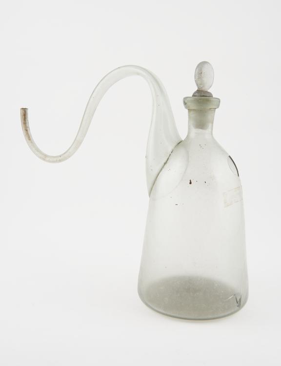 Glass flask with long curved spout, Spanish