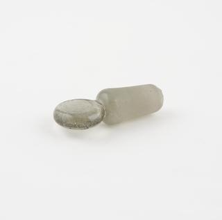 Lid or stopped for glass flask with long curved spout