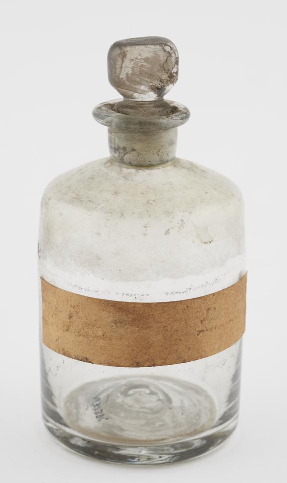 Bottle, shop round, clear glass, English, 1801 to 1900