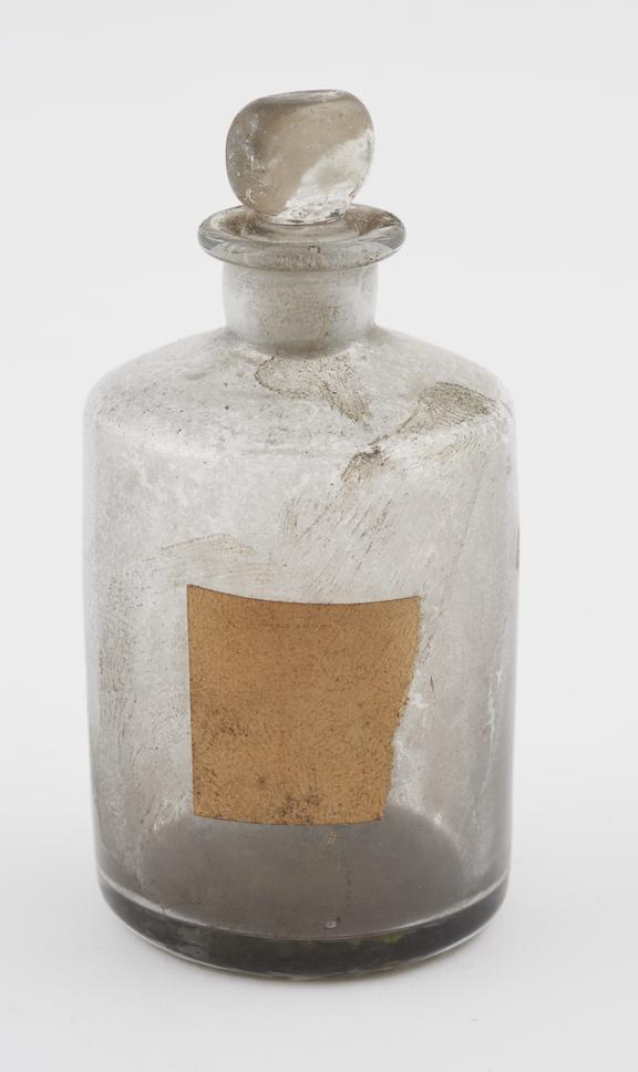 Bottle, glass, stained, unlabelled, English