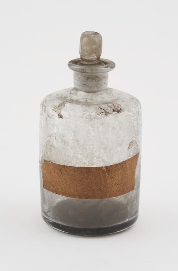 Bottle, glass, unlabelled, stained, English