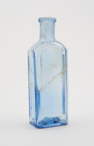 Clear blue glass bottle for Bronchonia