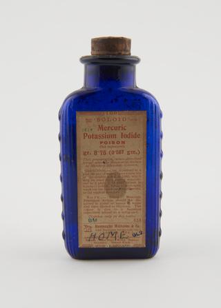 Poison bottle,dark blue glass