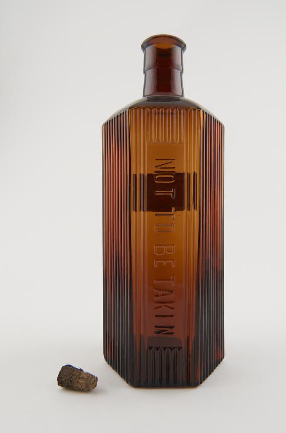 Brown poison bottle, hexagonal