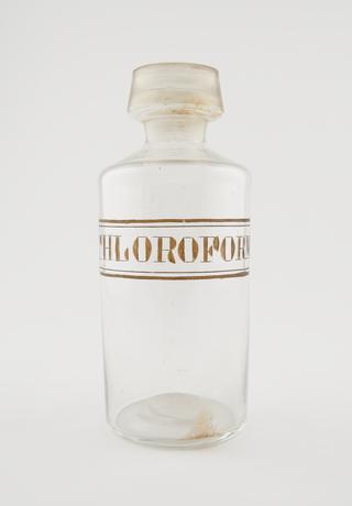 Clear glass shop round for Chloroform, United Kingdom, 1850-1900
